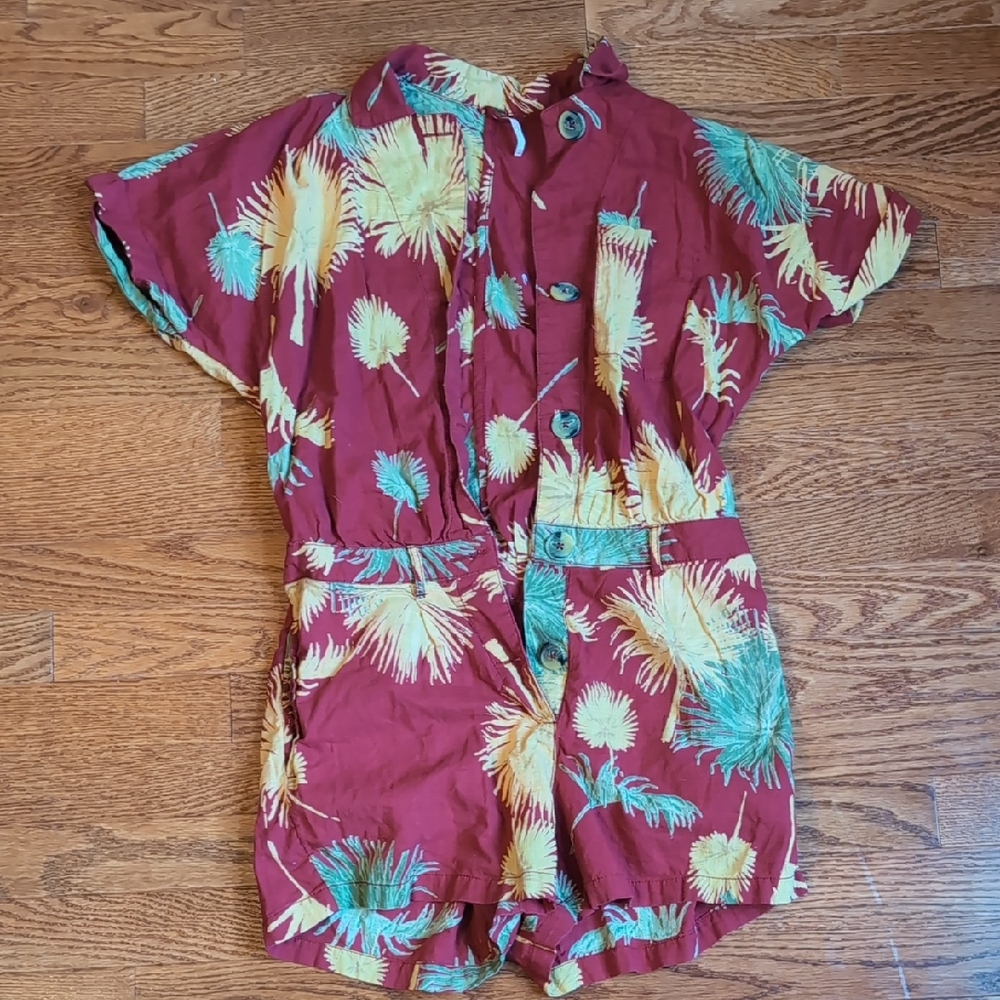 Free People Red‎ and Yellow Romper Vibrant Floral Design